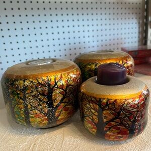 Colorful Tree Design Candle Holders